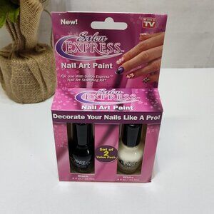 Salon Express Nail Art Paint Set Black & White 2 Pack .5 Oz Each As Seen On TV
